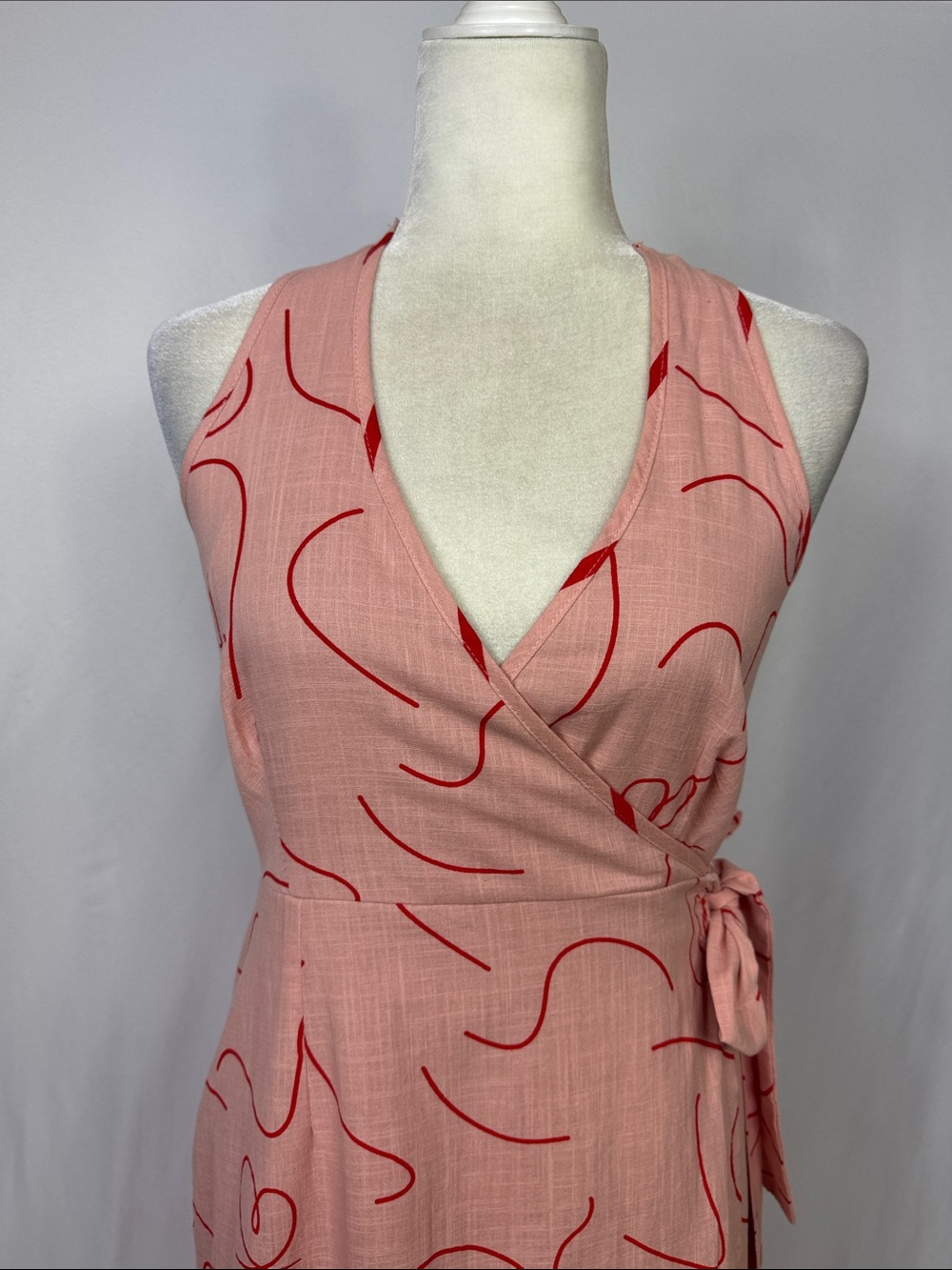 Petal & Pup Abigail Wrap Midi Dress Size Medium Pink Red - Picture 5 of 12